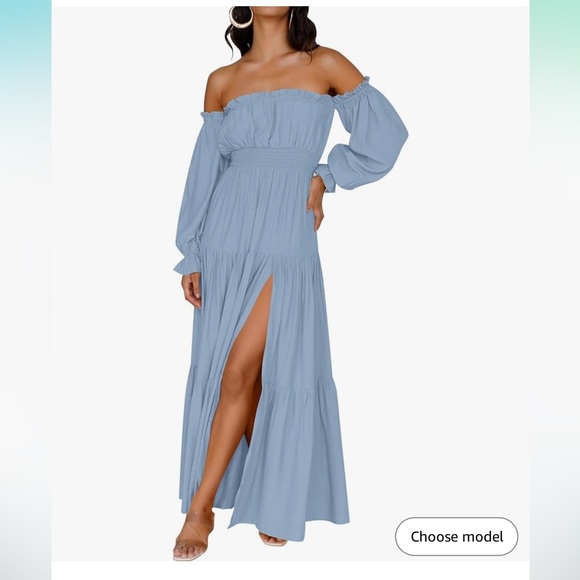 Boho Off Shoulder Long Sleeve Maxi Dress Size Large - Picture 2 of 4